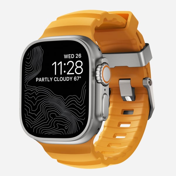 Nomad Rocky Point Band, Band, Smartklokke, Naturlig, Apple, Ultra / 46mm, Lær, Titan