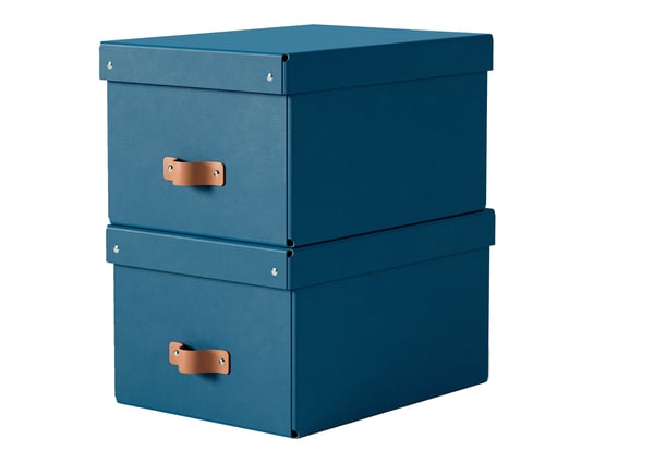 Leitz Puro oppbevaringsboks med lokk, medium, 17L, 100 % resirkulert kartong, pakke med 2, Blå, Kartong, 17 l, 270 mm, 370 mm, 200 mm