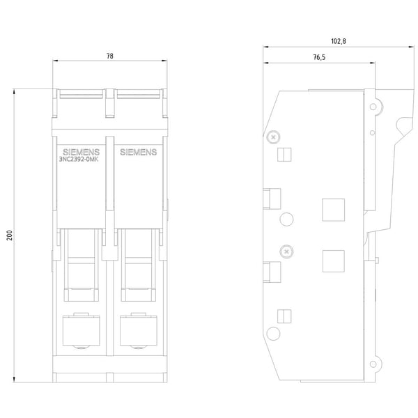 Siemens 3NC23920MK Sulakekytkin, 2-napainen, 63 A, 1500 V/AC, 2 kpl, IP20, 2 kpl, 961 g, 205 mm, 165 mm, 105 mm