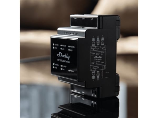 Shelly LAN nettverksswitch 5 RJ45-porter 10/100 Mbit DIN-skinne