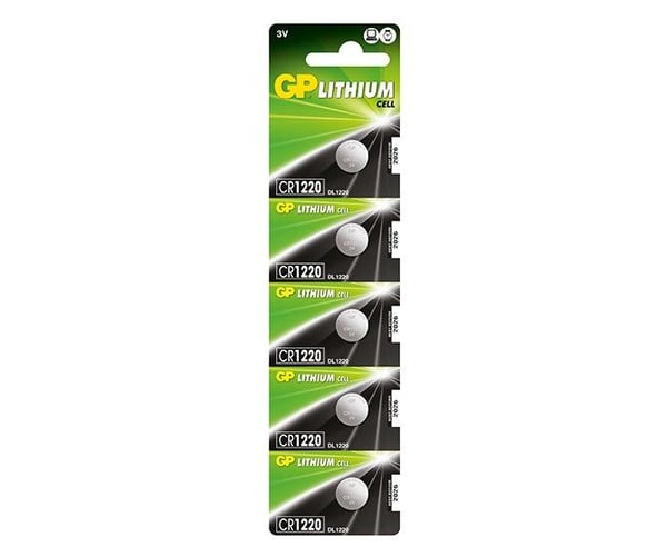 GP Batteries Lithium Cell CR1220, Engangsbatteri, CR1220, Lithium, 3 V, 5 stykker, 36 mAh