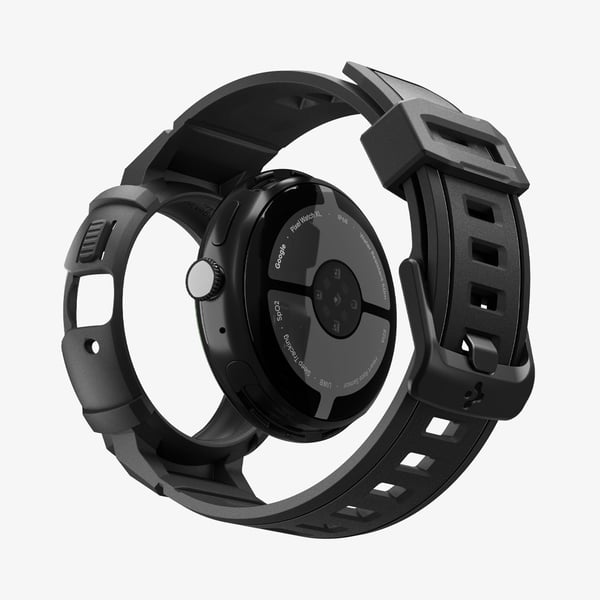 Spigen Rugged Armor Pro + Stand, Watch case, Google, Pixel Watch 4 (41mm) Case, Termoplastisk polyuretan (TPU), Svart, 1 styck