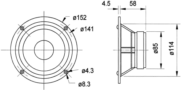 Visaton AL 130 5 tuumaa 13 cm Perusyksiköt 60 W 8 Ω