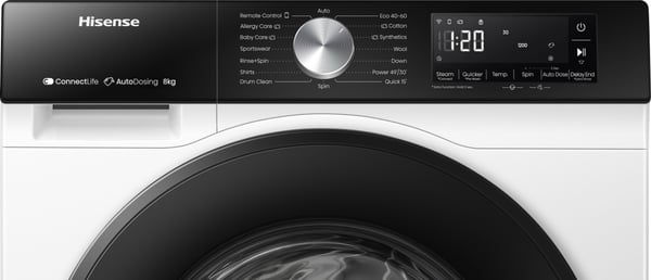 Hisense WF3S8045BW3, Frontmatet, 8 kg, B, 72 dB, 1400 RPM, A