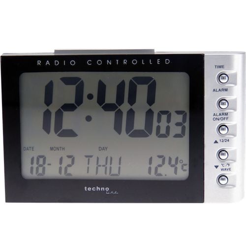 Technoline WT 188, Digital väckarklocka, Svart, Silver, 12/24h, °C, LCD, Batteri