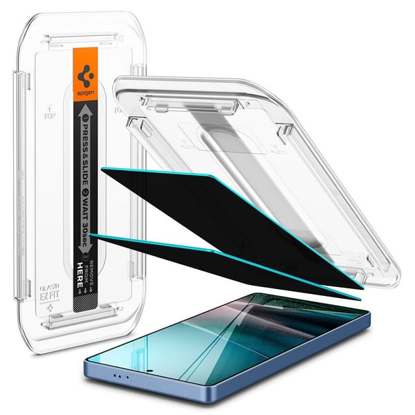 Spigen GLAS.tR EZ Fit HD Privacy, Samsung, Galaxy S25 Ultra (2025), Støvresistent, Ripebestandig, Sort, 2 stykker
