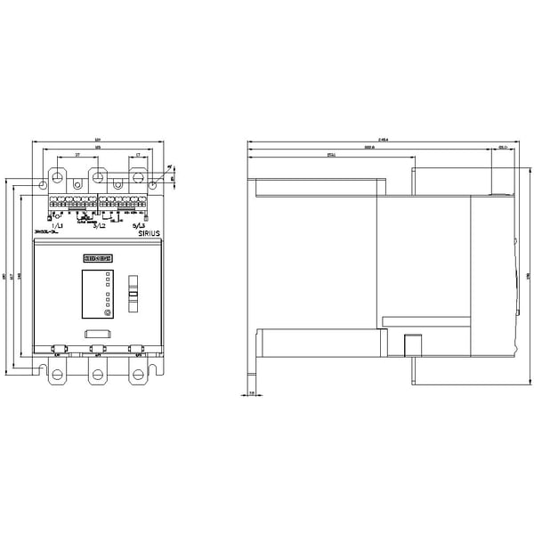 Siemens 3RW5055-2AB05 3RW5055552AB05 Pehmokäynnistysyksikkö Moottorin teho 400 V:lla 75 kW Moottorin teho 230 V:lla 37 kW 200 V, 600 V Nimellisvirt...