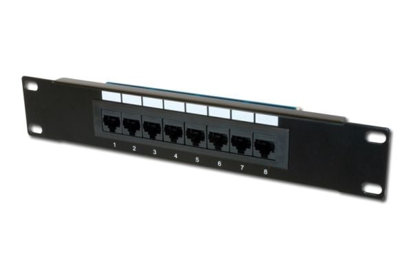 Digitus DN-91508U, RJ-45, Cat5e, Telinekiinnitys, 1U, Musta, EIA/TIA 568 ISO/IEC DIS 11801