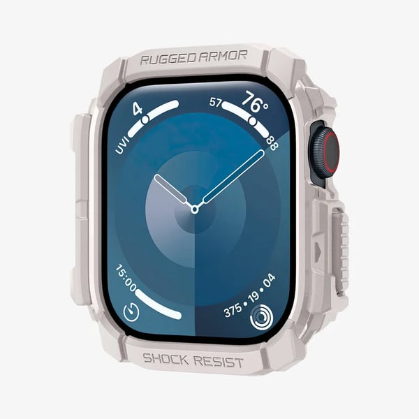 Spigen Rugged Armor, Kotelo, Älykello, Beige, Apple, Apple Watch 10 (46mm), Termoplastinen polyuretaani (TPU)