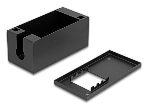 Delock Easy 45 -moduuliteline työpöytä- tai seinäasennukseen - 2 porttia (22,5 x 45 mm) tai 1 portti (45 x 45 mm), metalli, musta