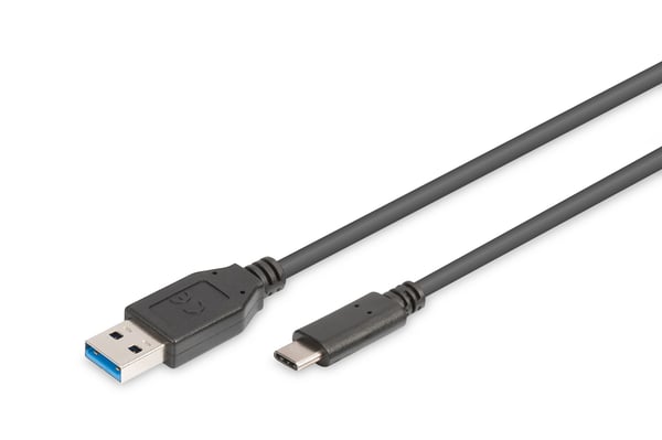 ASSMANN - USB-kabel - USB typ A (hane) till USB-C (hane) - USB 3.0 - 1 m - formpressad - svart