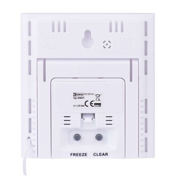 Emos E8471, Elektronisk miljøtermometer, Innendørs/utendørs, Digital, Hvit, Firkantet, F, °C