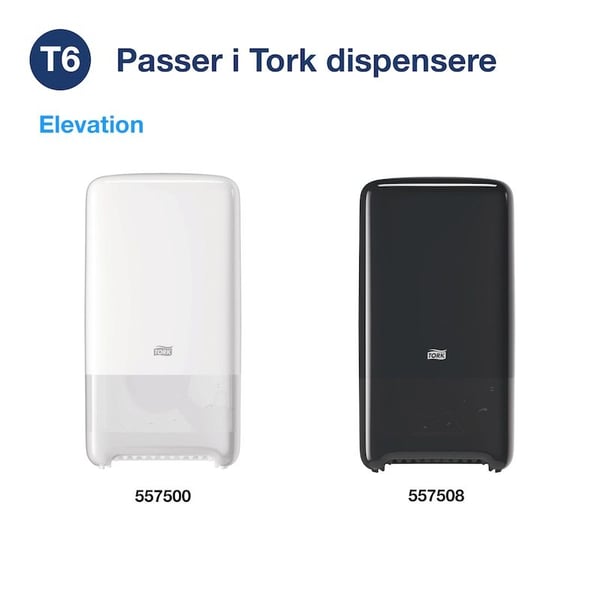 Toalettpapir Tork T6 Universal Mellomstørrelse 1-lags hvitt - (27 ruller per kartong)
