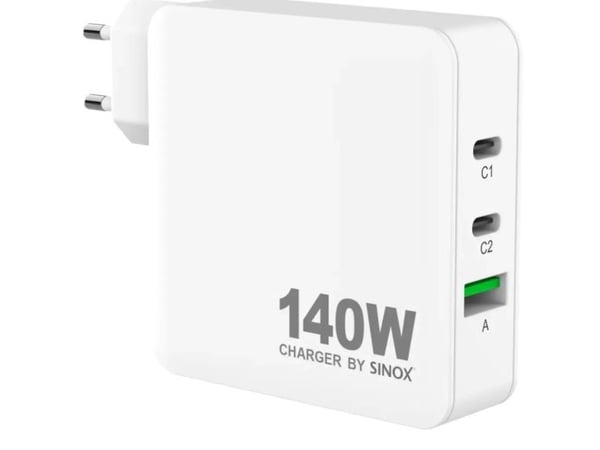 Sinox PRO 230V laturi 140 W 2x USB-C 1x USB-A, valkoinen