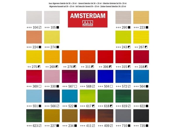 Amsterdam Standard Series akrylmaling utvalgspakke | 36 x