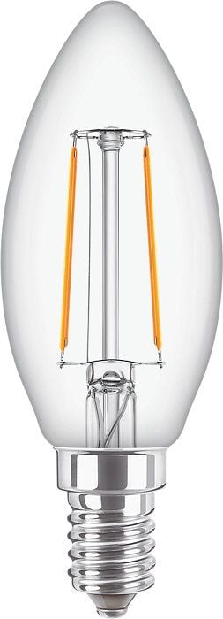 Philips CorePro - LED-glödlampa med filament - form: B35 - klar finish - E14 - 2 W (motsvarande 25 W) - klass E - varmt vitt ljus - 2700 K