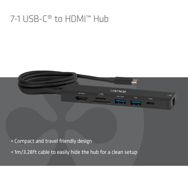 CLUB3D CSV-2555, kablet, 1000 Mbps, svart, 136 mm, 34 mm, 94,5 mm