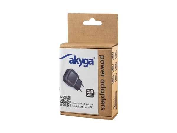 Akyga AK-CH-06 - Strømadapter - 10 watt - 2.1 A (USB) - svart