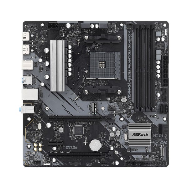 ASRock A520M Phantom Gaming 4 - Moderkort - micro ATX - Socket AM4 - AMD A520 Chipuppsättning - USB 3.2 Gen 1 - Gigabit LAN - inbyggda grafiken (CP...