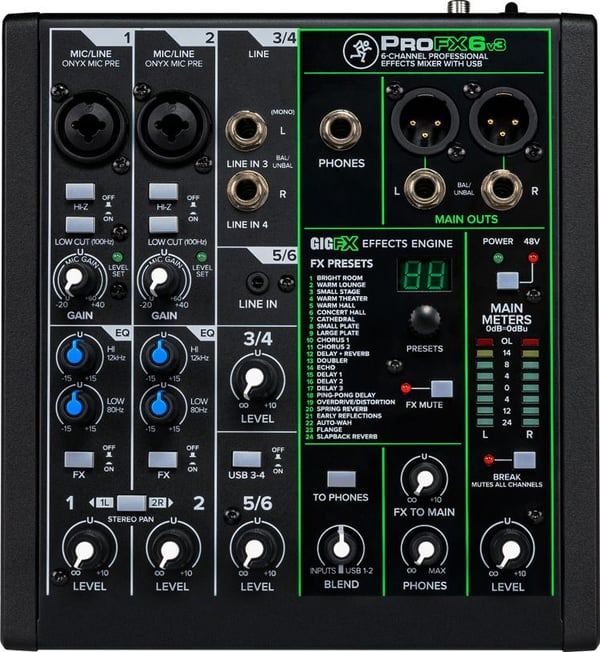 Mackie ProFX6v3 konsolimikseri Kanavien määrä:6