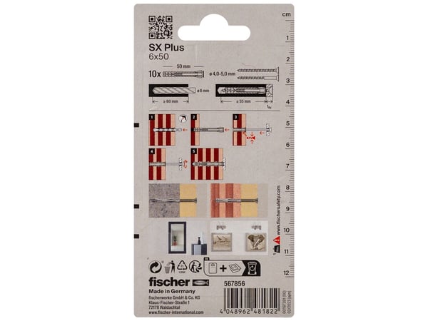 Fischer SX Plus Ekspansionsrawplug 50 mm 6 mm 567856 10 stk