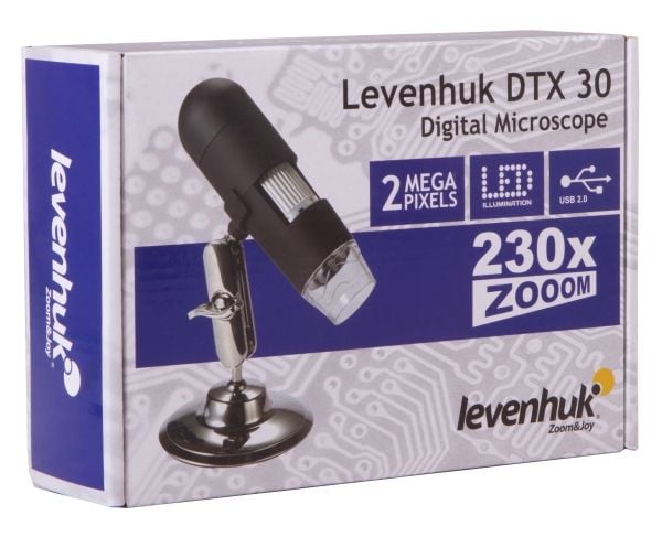 Levenhuk DTX 30, Digitaalinen mikroskooppi, Musta, 230x, 20x, LED, Valkoinen