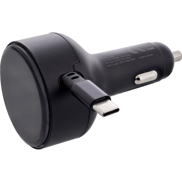 InLine Dual USB-C bilstrømadapter 12/24V - forlengbar kabel + stikkontakt - 75W (31502R)