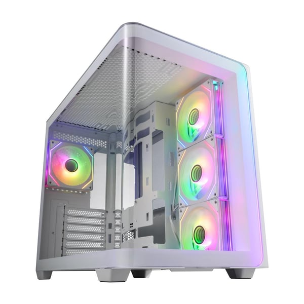 FSP M580-BA, Midi Tower, PC, Hvit, ATX, Micro ATX, Mini-ITX, Glass, SPCC, Spilling