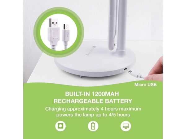 Techly I-LAMP-DSK9, Hvit, Akrylonitril-butadien-styren (ABS), Metall, Studere, 36 ampuller, 3 W, LED