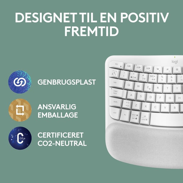Logitech Ergo Series - Tastatur - med polstret håndleddstøtte - trådløs - Bluetooth LE - QWERTY - elfenbenshvit