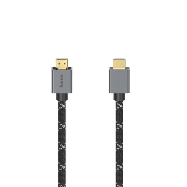 Hama Prime Line - Ultra High Speed - HDMI-kabel med Ethernet - HDMI hann til HDMI hann - 2 m - dobbeltisolert - gråsvart - støtte for 8K UHD (7680 ...