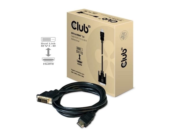 Club 3D CAC-1210 - Adapterkabel - dobbeltlenke - DVI-D hann til HDMI hann - 2 m - 4K-støtte