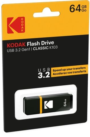 Kodak K103 - USB-flashstasjon - 64 GB - USB 3.0 - svart, gul