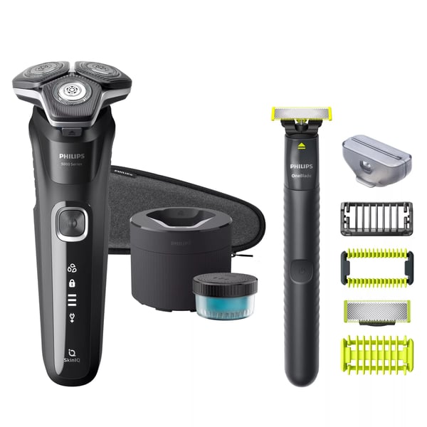Philips SHAVER Series 5000 S5898/79 Sähköparranajokone märkä- ja kuiva-ajoon, Parranajokone kääntyvällä päällä, Kromi, SteelPrecision blades, LED, ...