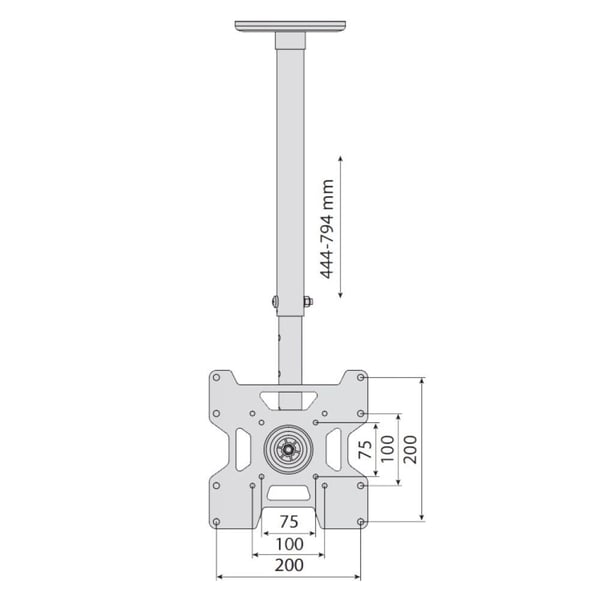 Techly ICACPLB906, 45 kg, 58,4 cm (23"), 94 cm (37"), 75 x 75 mm, 200 x 200 mm, -15 - 15°