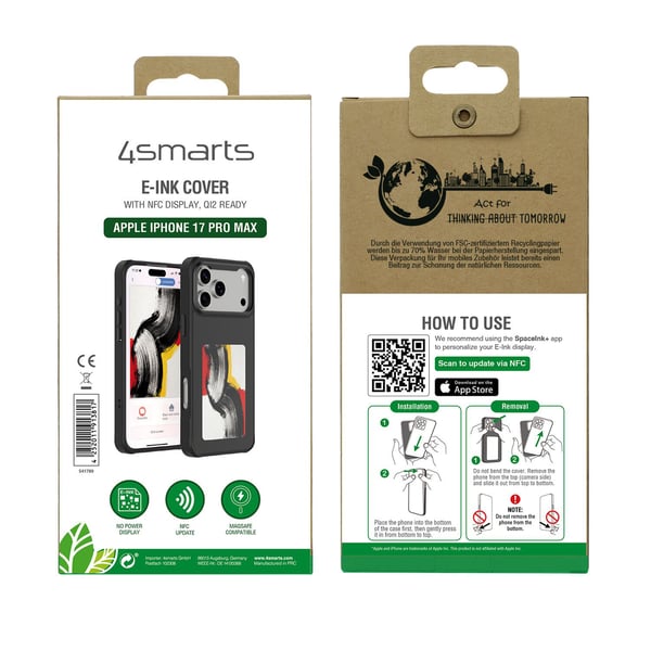 4smarts E-Ink, Etui, Apple, iPhone 17 Pro Max, 17,5 cm (6.9"), Svart
