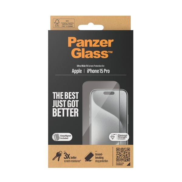 PanzerGlass™ | Näytönsuoja - Ultra-Wide Fit | Apple iPhone 15 Pro