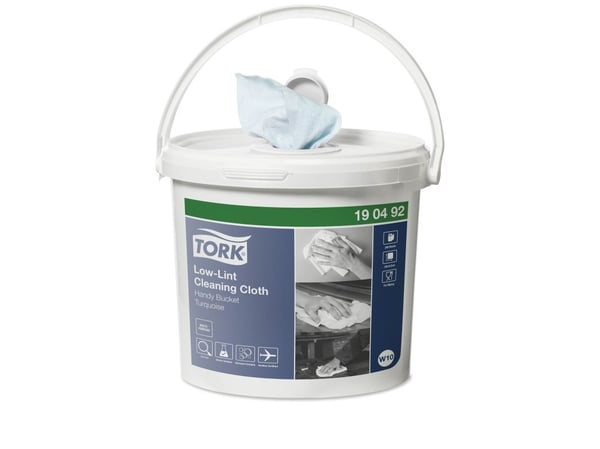 Aftørringsklud Tork Sensitiv W10 Cleaning turkis i spand med 200 ark - (4 spande pr. karton)