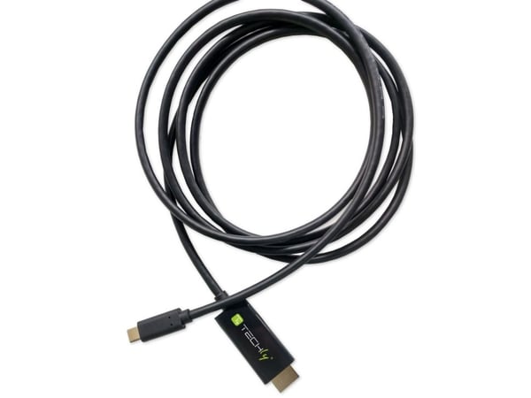 TECHly - Video- / lyd- / datakabel - USB-C hann reversibel til HDMI hann - 2 m - svart - rund, 4K-støtte