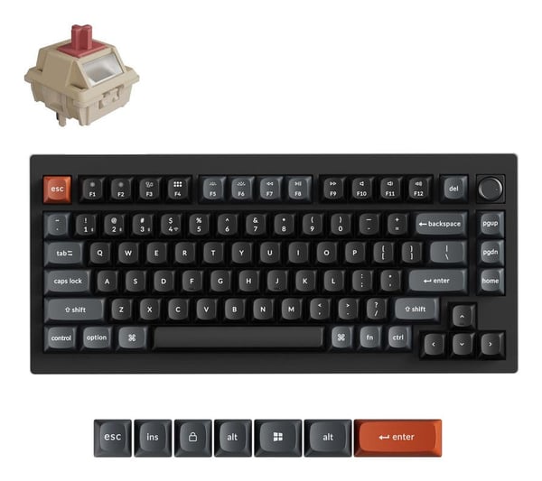 Keychron V1 Ultra 8K, Ledning & Trådløs, Bluetooth, Mekanisk nøkkelbryter, QWERTY, RGB LED, Svart