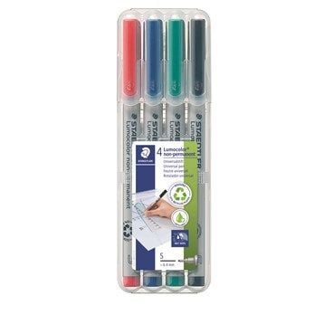 Staedtler 311 WP4, 4 kpl, Musta, Sininen, Vihreä, Punainen, Harmaa, Polypropeeni (PP), 0,4 mm