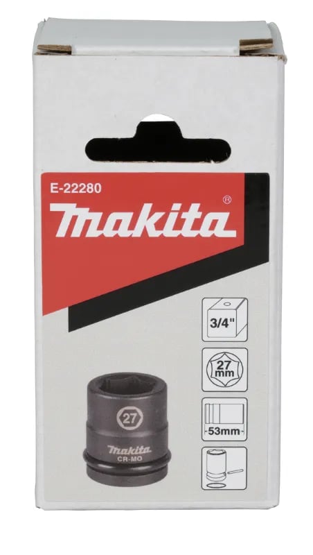 Makita E-22280, Slaghylsa, Svart, 1 huvuden, 3/8", Metrisk, 27 mm