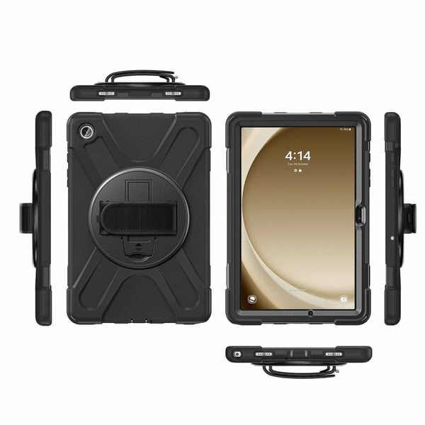 4smarts GRIP - Baksidedeksel for nettbrett - robust - polykarbonat, termoplast-polyuretan (TPU), gummi - svart - for Samsung Galaxy Tab A9+