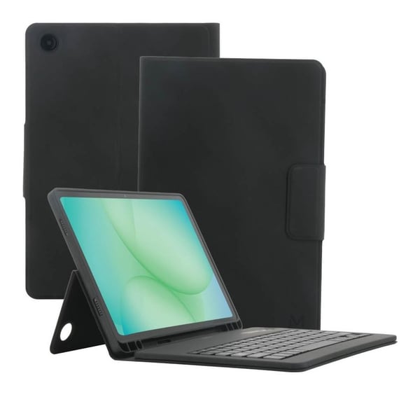 Mobilis Element - Tastatur og folioveske (folioeske) - with french bluetooth keyboard - trådløs - Bluetooth - AZERTY - svart tastatur, svart boks -...