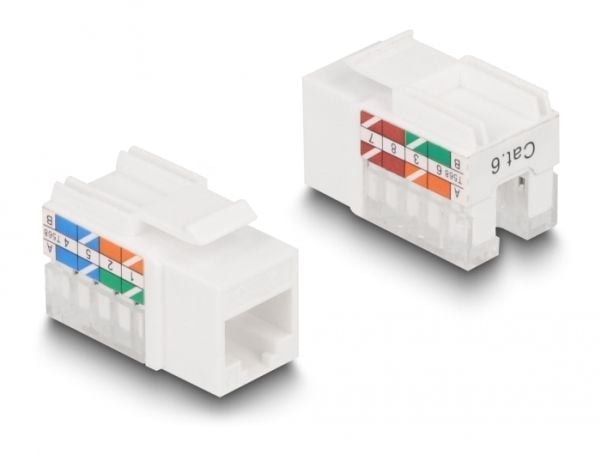 DeLOCK 87104, Tasainen, Musta, Valkoinen, RJ-45, LSA, Naaras, Naaras