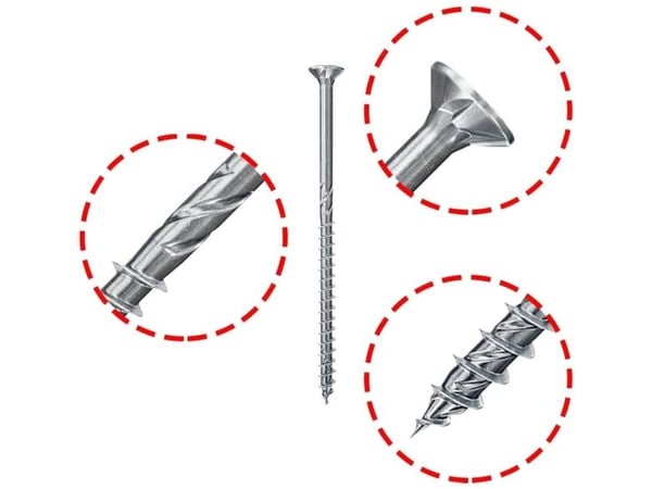 Fischer 670467, Skruv, Rostfritt stål, Trä, Allmän användning, Delvis gängad, Platt huvud