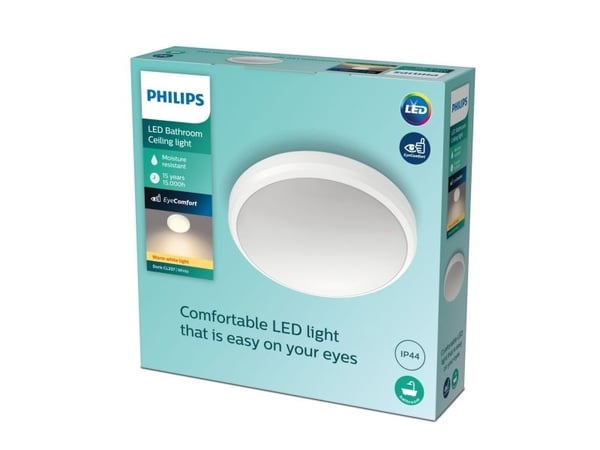 Philips Toiminnollinen Doris kattovalaisin 6W, LED, Ei vaihdettavissa oleva hehkulamppu, 600 lm, IP44, Valkoinen