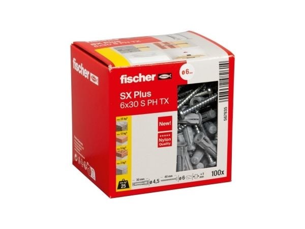 Fischer 567935 SX Plus expanderplugg 30 mm 6 mm 100 st