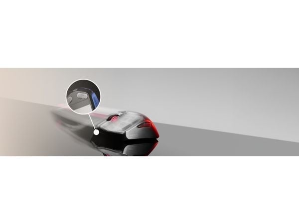 HyperX Langaton Pulsefire Haste 2 S -pelihiiri (hopea), Molempikätinen, RF Wireless + Bluetooth + USB Type-C, 3200 DPI, Hopea