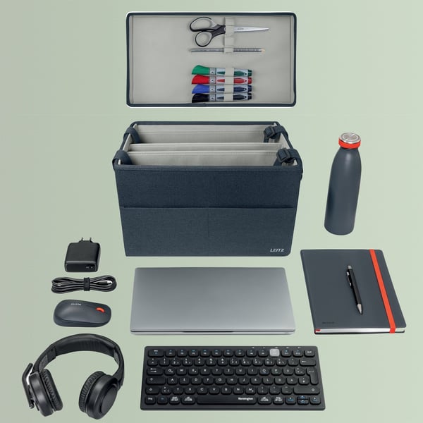 Leitz Fabric kompakt oppbevaringsbag Clean Desk med lokk, Oppbevaringsbag, Grå, Rektangulær, Stoff, Monokromatisk, Voksen